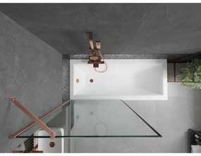 Mexen Next, 1-krídlová vaňová zástena 90 x 150 cm, 6mm číre sklo - čierny vzor, medená matná, 895-090-000-00-70-65