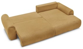 Menčestrová rozkladacia rohová pohovka v horčicovej farbe (pravý roh) Lucien – Bobochic Paris