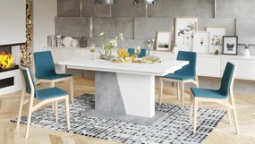 NOBLE NOIR Biely Mat/Beton Millenium - ROZKLADANÝ STÔL DO 218 cm, pre 8, 10 osôb.