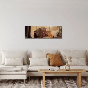 Obraz - Rybárske zátišie (s hodinami) (90x30 cm)