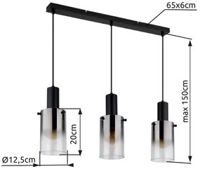 Globo 15907-3H - Luster na lanku FLORENTINA 3xE27/40W/230V čierna