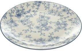 Súprava 6 plytkých tanierov Nežné kvety 26 cm, modrá