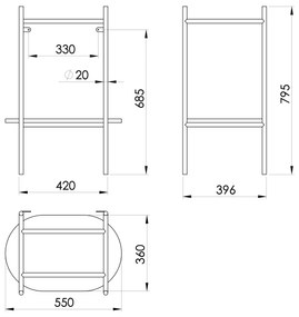 Sapho Sapho, PUNO podstavec pod umývadlo 550x795x396mm, čierna, SKA590-2