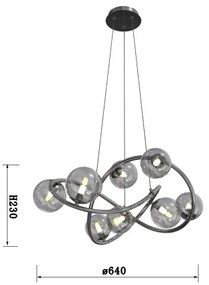 Wofi 7014-805 - LED Luster na lanku NANCY 8xG9/3,5W/230V čierna/chróm