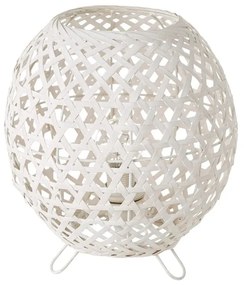 Biela bambusová stolová lampa s bambusovým tienidlom (výška 23 cm) – Casa Selección
