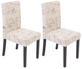 Jedálenská stolička Litta krémová látka (SET 2 ks) - Tmavo hnedá