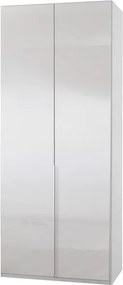 Šatníková skriňa New York D, 90 cm, biela / biely lesk