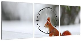 Obraz veveričky (s hodinami) (90x30 cm)