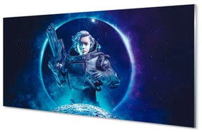 Obraz plexi Space žena moon 125x50 cm