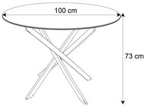 Okrúhly jedálenský stôl MASME číre sklo + strieborná
