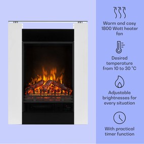 Klarstein Studio-5, elektrický krb, teplovzdušný ventilátor, 900/1800 W, diaľkové ovládanie, biely
