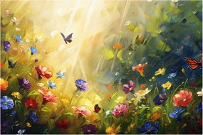 Obraz - Jarná kvetinová lúka, maľba (90x60 cm)