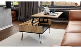 Konferenčný stôl so zdvíhacou doskou a poličkou HALIJA dub craft/čierna