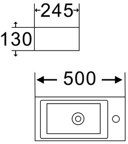 Erga India, keramické umývadlo na zavesenie/dosku 500x245x130 mm, biela lesklá, ERG-V03-YT-011-WH