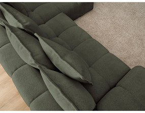 Zelená ženilková rozkladacia/s úložným priestorom rohová pohovka (pravý roh/s leňoškou) Everest – Bobochic Paris