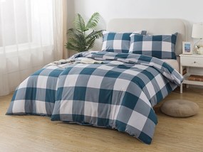 XPOSE® Bavlnené obliečky KÁRO na dve postele - modré