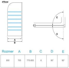 D‘Eluxe - VAŇOVÉ ZÁSTENY - Vaňová zástena STRIPE ST1L Ľavá montáž xcm vaňová zástena vzorovaná číre 6 chróm ľavá spúšťania a zdvíhania 80 140 80x140