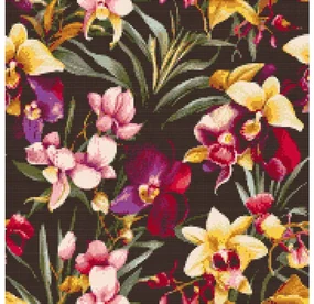 Gario Diamantové maľovanie Kvetinové pozadie orchidea Rozmery: 50 x 50 cm, Rámovanie: Iba zrolované plátno, Diamanty: Štvorcové