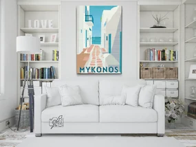 Gario Diamantové maľovanie Grécko, Mykonos Rozmery: 60 x 80 cm, Rámovanie: Iba zrolované plátno, Diamanty: Okrúhle