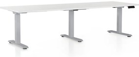 Výškovo nastaviteľný stôl OfficeTech Long, 240 x 80 cm, sivá podnož, biela