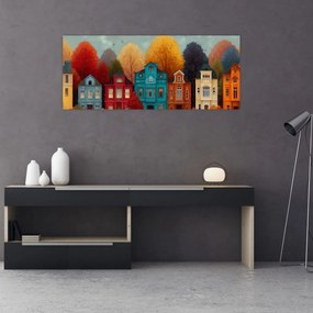 Obraz - Maľované jesenné mesto (120x50 cm)