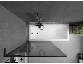 Mexen Next L, 1-krídlová vaňová zástena 90 x 150 cm, 6mm šedé sklo, čierny profil, 895-090-000-03-40-70
