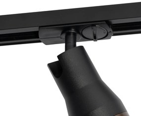 Moderné bodové svetlo čierne s tmavou bronzou pre koľajnicový systém 1-fázový - Iconic Kohua