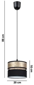 Luster na lanku LIMA 1xE27/60W/230V zlatá/čierna