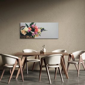 Obraz košíka s kvetinami (120x50 cm)