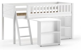 Biela vyvýšená detská posteľ z borovicového dreva s úložným priestorom 90x200 cm SCOTT – Vipack