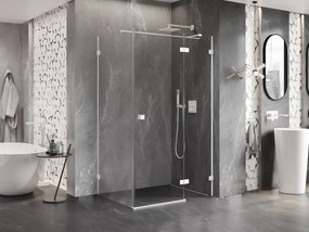 Mexen Lunar T, výklopný sprchový kút pravý 130 x 70 cm, 8mm číre sklo, biely profil, 834T-130-070-20-00-P