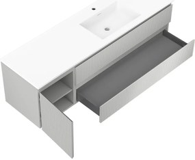 Mexen Rivel, kúpeľňová skrinka 160 cm s pravým umývadlom Otis, 2S, 1D, drážkovaná, šedá/biela matná, 91A23-16047-3-BBFFF62-W18P01