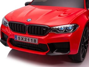 LEAN CARS BMW M5 batériové auto s rodičovskou platformou Červená farba