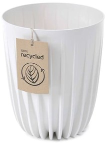 PLASTOVÝ KVETINÁČ STRIPPED ECO 30X25 CM BIELA