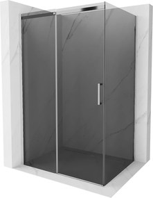 Mexen Omega, sprchovací kút s posuvnými dverami 120 (dvere) x 100 (stena) cm, 8mm sklo, chrómový profil-šedé sklo, 825-120-100-01-40