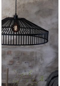 Čierne závesné svietidlo s bambusovým tienidlom ø 70 cm Tapa – Markslöjd