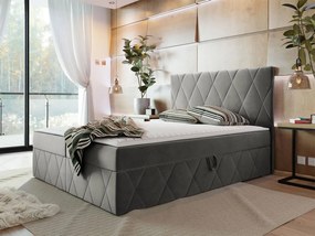 Moderný boxspring posteľ Silena 180x200cm, sivá Magic Velvet