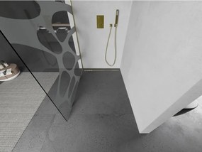 Mexen Kioto L, sprchová zástena Walk-In 100 x 200 cm, 8mm číre sklo biely vzor, zlatý lesklý profil,800-100-103-50-97