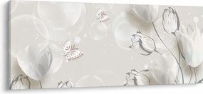 Obraz - Tulipány medzi bublinami (120x50 cm)