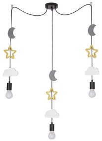 Detský luster na lanku TRIO 3xE27/20W/230V sivá/žltá/biela