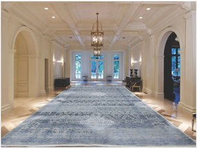Diamond Carpets India, Ručne viazaný kusový koberec Diamond DC-HALI B Silver / blue, 180x275, modrá, chodba / predsieň