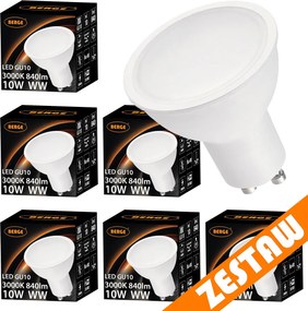 Sada 6x GU10 10W LED žiaroviek - teplá biela