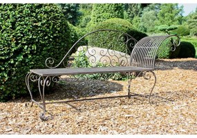 Čierno-tmavohnedá kovová záhradná lavica Lamington – Garden Pleasure