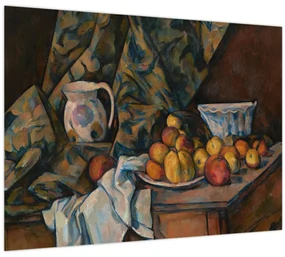 Sklenený obraz - Paul Cézanne, Still Life with Apples and Peaches, reprodukcia (70x50 cm)