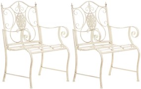 Kovová stolička Punjab s područkami (SET 2 ks) - Krémová antik