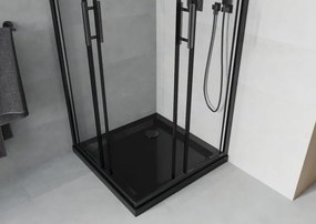 Mexen Rio štvorcová sprchová kabína 80 x 80 cm, transparentná, čierna + vanička Flat, čierna - 860-080-080-70-00-4070B