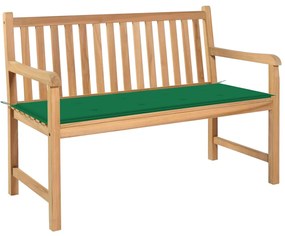 Záhradná lavička so zelenou podložkou 120 cm tíkový masív 3062681