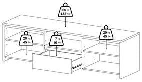 Biely/v prírodnej farbe TV stolík v dekore duba 179x52x48 cm Next – Tvilum