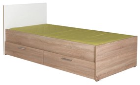 Jednolôžková posteľ 90 cm Vobima 2 (dub sonoma + biela) (s roštom) (s úlož. priestorom). Vlastná spoľahlivá doprava až k Vám domov. 1094834