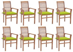 Jedálenské stoličky 8 ks jasnozelené podložky tíkový masív
